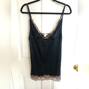 Victoria Secret Very Sexy Collection Black Chemise SZ L Cheetah print lace